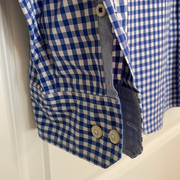 Banana Republic Custom 078 Wash Shirt Slim Fit Blue/White Check Cotton XL - Picture 7 of 7